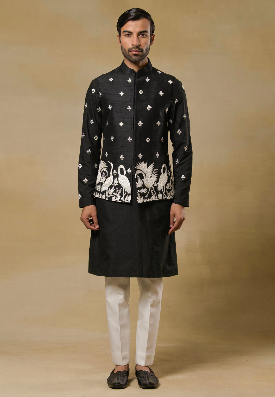 Black Bundi Kurta Set