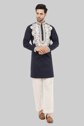 Stylish Navy Blue Embroidery Kurta for Men