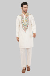 Peach Cream Floral Kurta