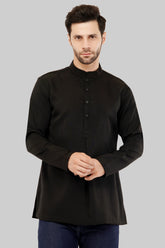 Chic Black Short Kurta for Men – Celebrate Diwali in Style