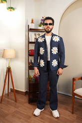 Hand Embroidered Denim Co-Ord Set - Bloom