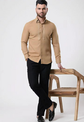 Khaki Italian Crepe Shirt 3