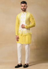 Light Yellow Bundi Kurta Set