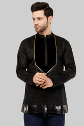 Luxe Black Short Kurta with Feminine Lace Detailing