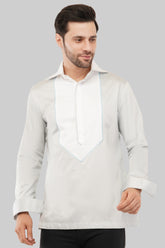 Men's Grey Diwali Short Kurta - Effortless Elegance