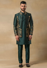 Olive Green Bundi Kurta Set
