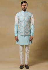 Sky Blue Bundi Kurta Set