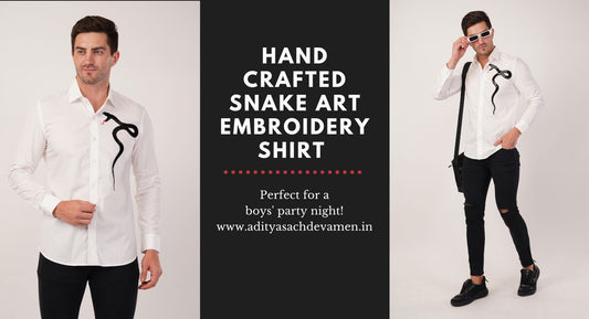 Show-Stopping Style The Handcrafted Snake Art Embroidery Shirt