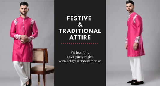 Buy Stylish Pink Kurta Set for Men | Festive & Traditional Attire