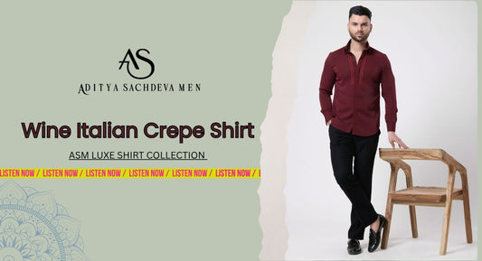 Wine Italian Crepe Shirt | Elegant Men's Fashion by Aditya Sachdeva Men