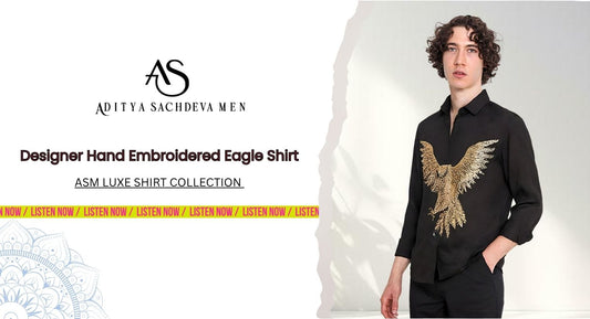 Elegant Hand Embroidered Eagle Shirt | Unique Designer Fashion