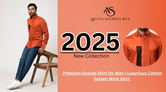 Premium Orange Shirt for Men | Luxurious Cotton Sateen Work Shirt