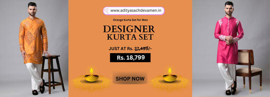 Embrace the Festive Spirit with the Aditya Sachdeva Men's Orange Kurta Set
