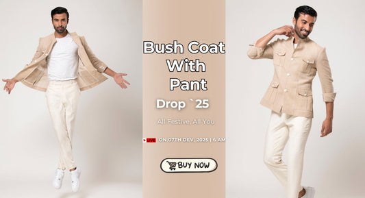Rich Bush Coat with Pant Set | Handcrafted Stylish Khaki Men's