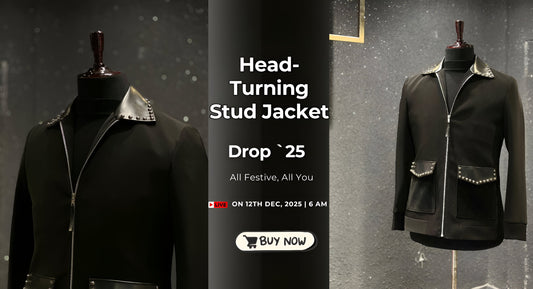 Head-Turning Stud Jacket | Handcrafted Crepe Slim Fit Jacket