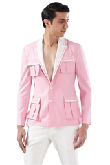 Pink Italian Terry Rayon Bomber Jacket Set
