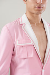 Pink Italian Terry Rayon Bomber Jacket Set