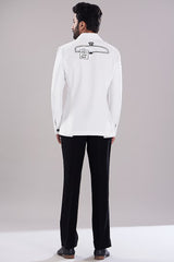 White Italian Crepe Bomber Jacket Set