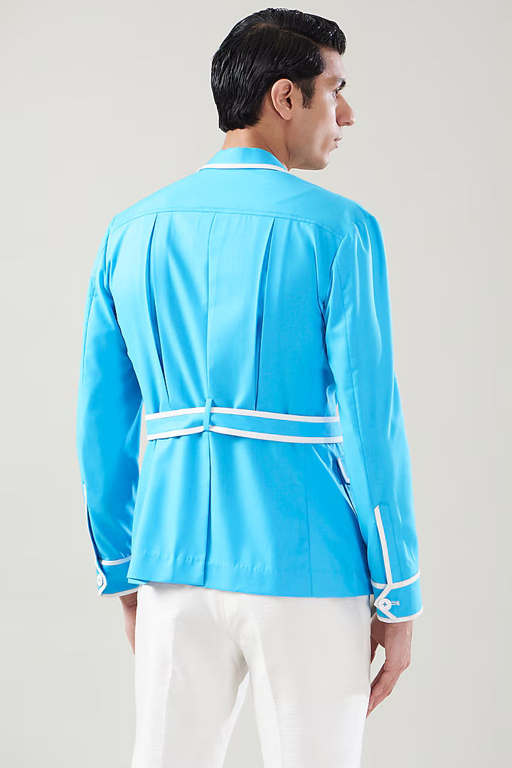 Blue Italian Terry Rayon Bomber Set