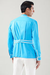 Blue Italian Terry Rayon Bomber Set
