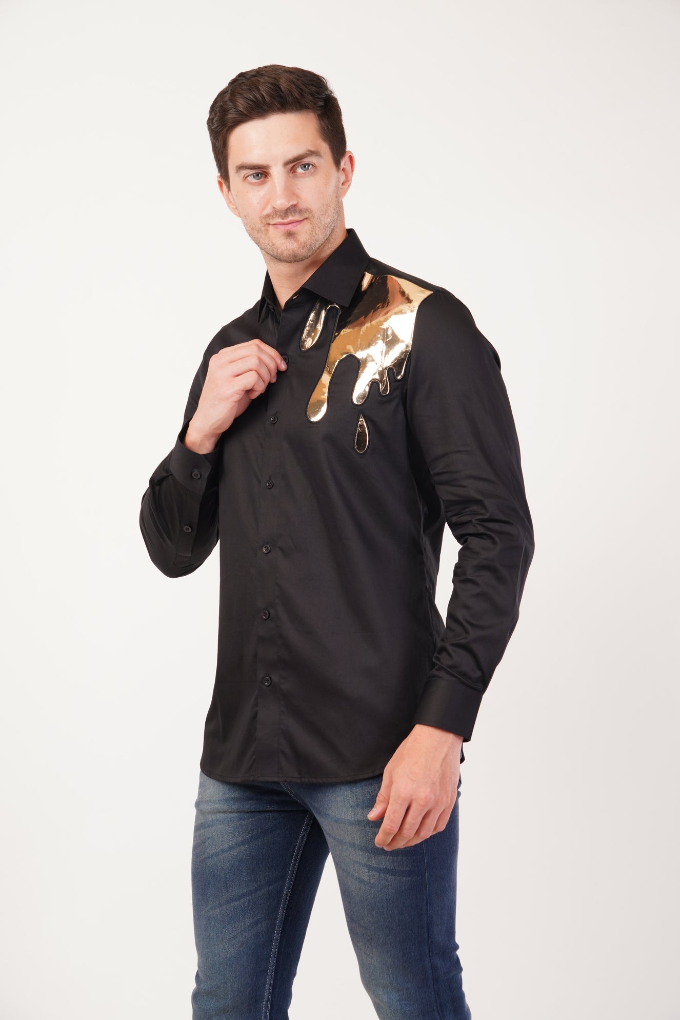 Black dress shirt for men