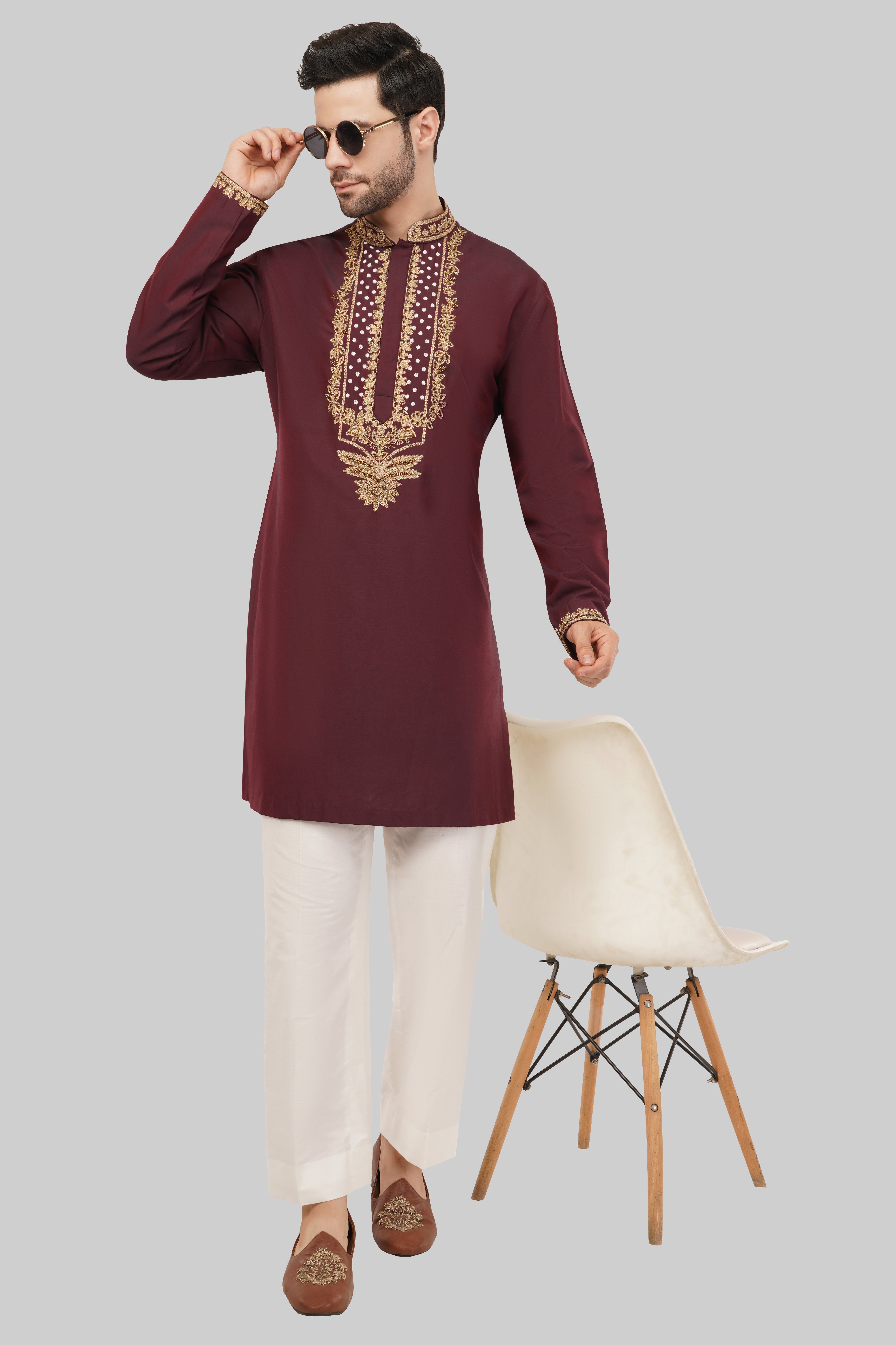 Men's Wine Kurta