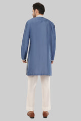 Stylish Sky Blue Bird Embroidery Kurta for Men