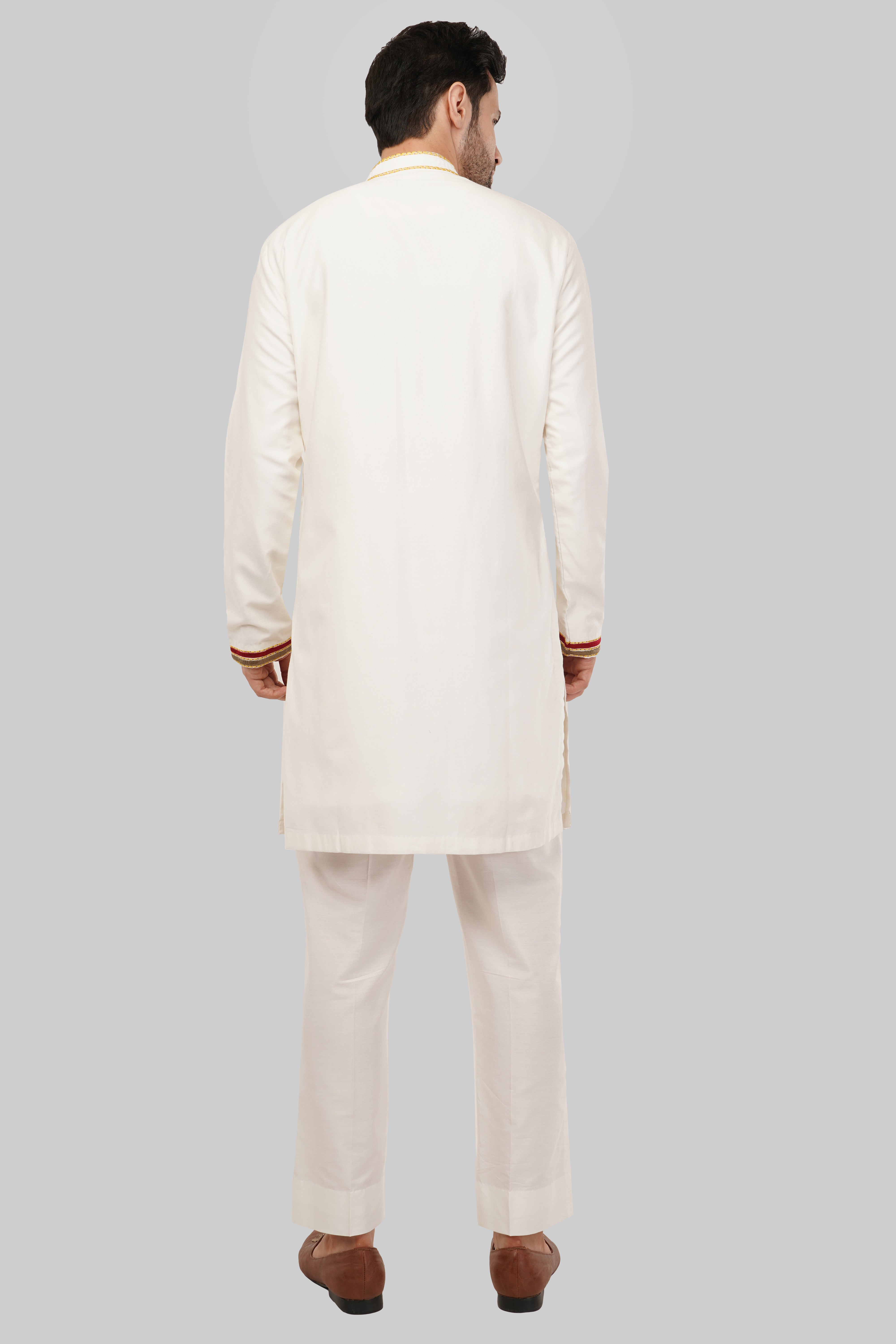 Peach Cream Floral Kurta