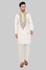 Peach Cream Floral Kurta
