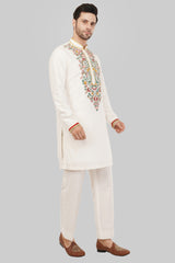 Peach Cream Floral Kurta