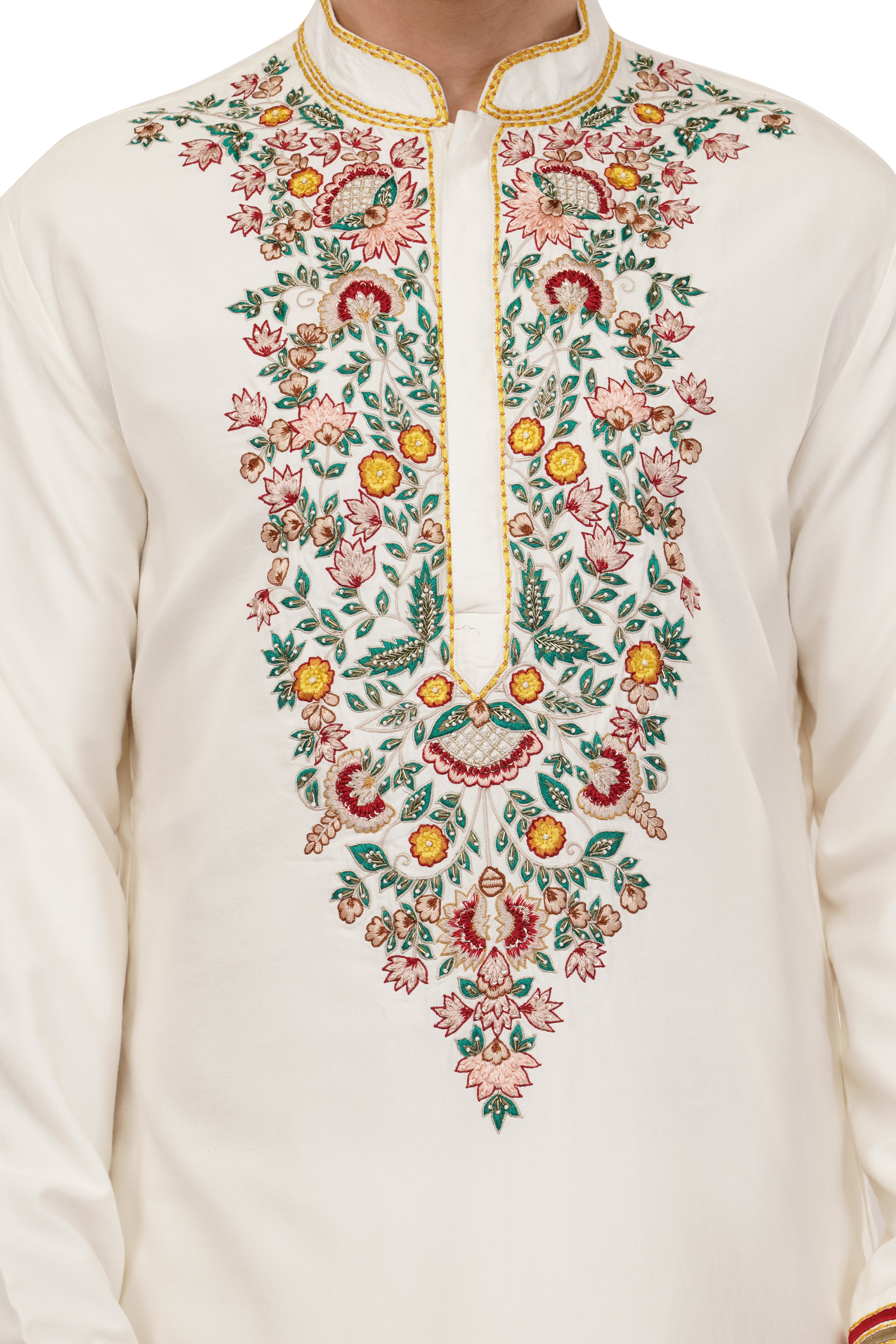 Peach Cream Floral Kurta