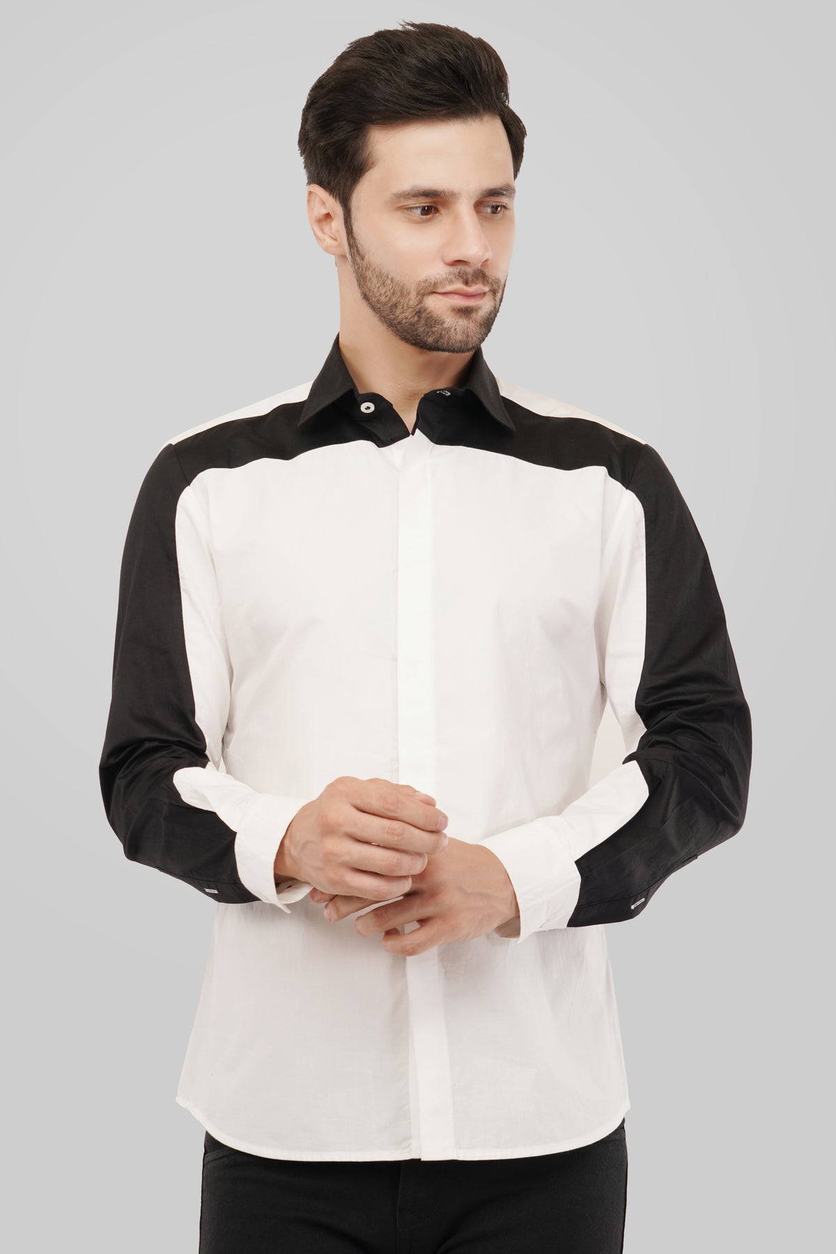 Stylish Black & White Yoka Shirt for Effortless Fashion