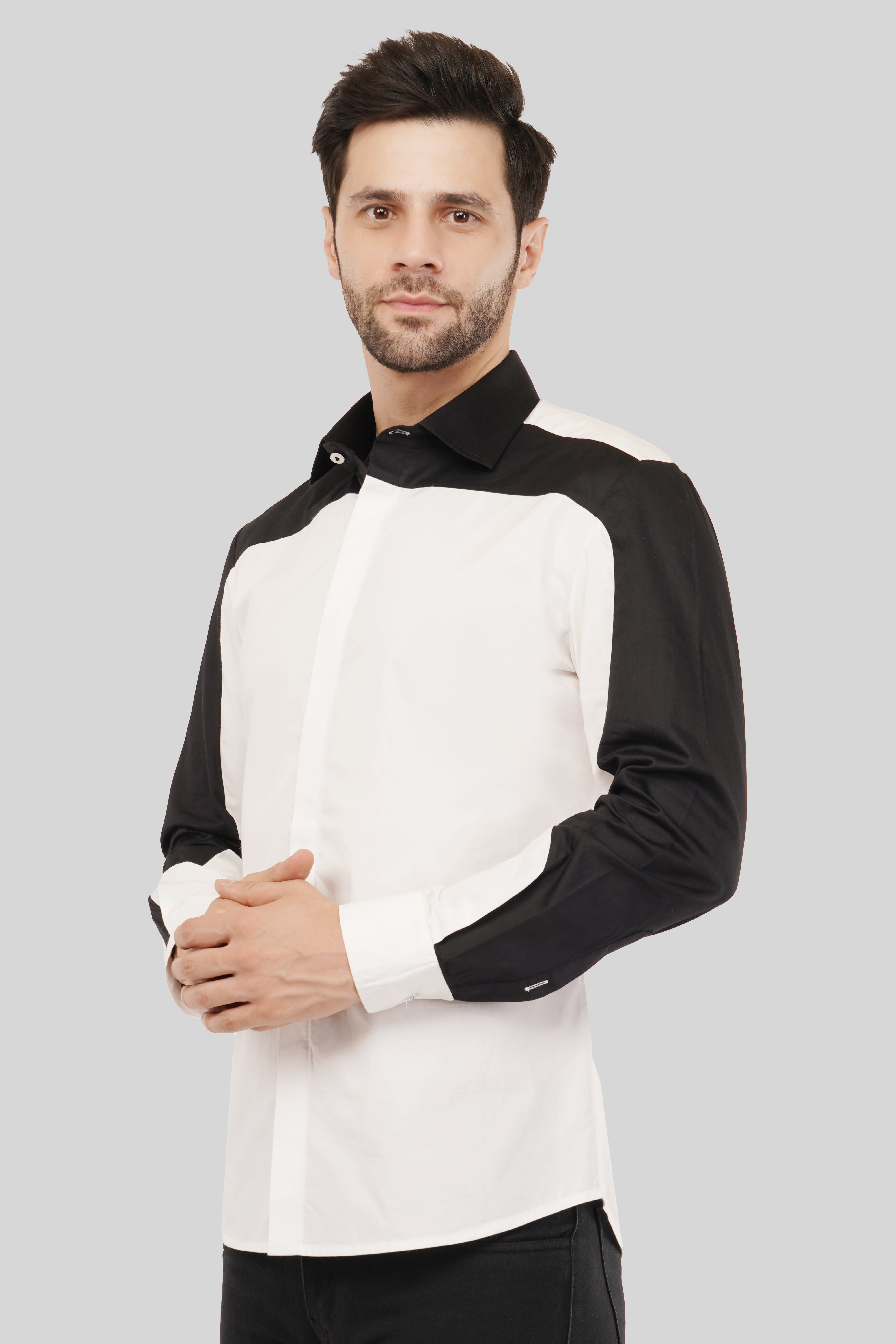 Stylish Black & White Yoka Shirt for Effortless Fashion