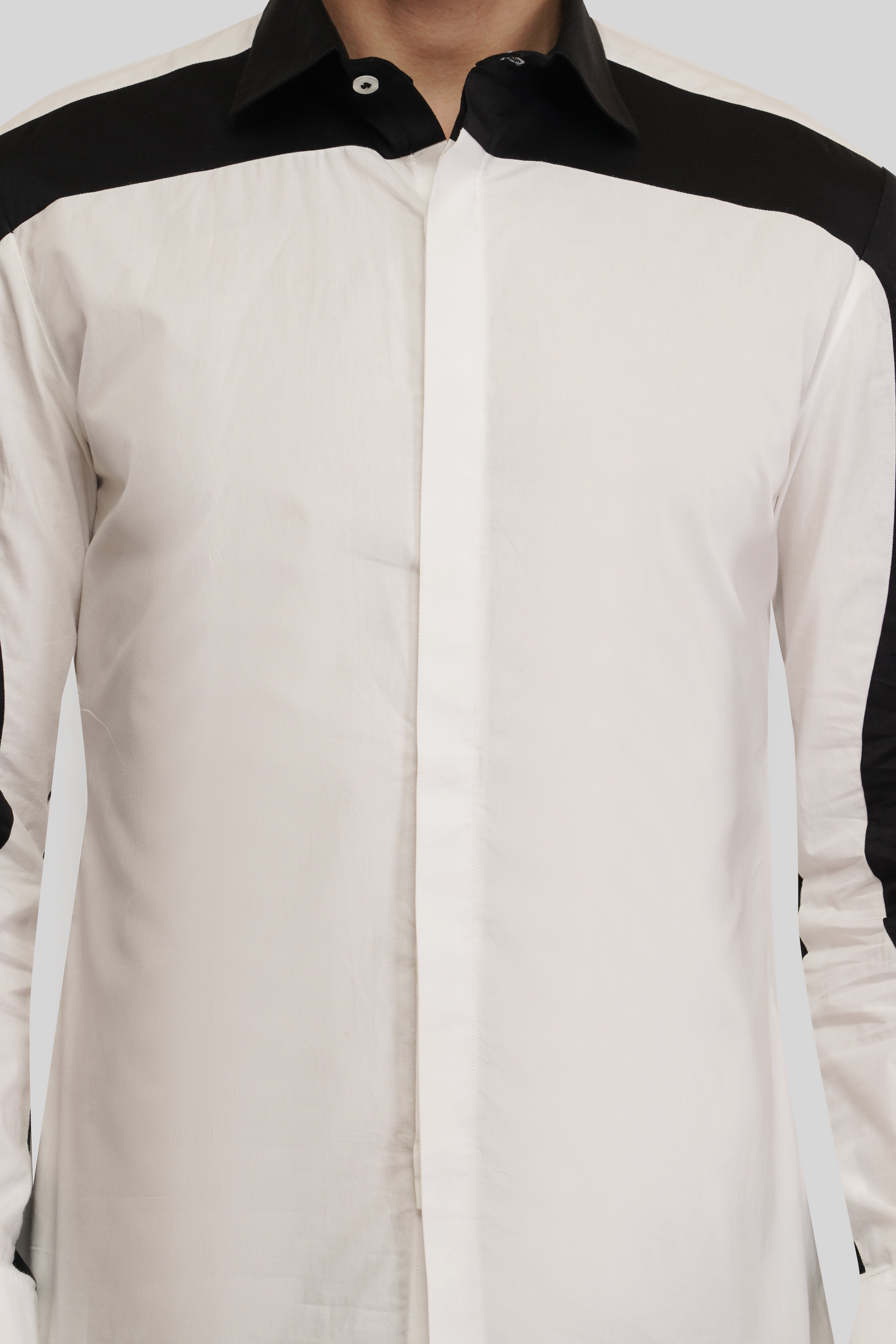 Stylish Black & White Yoka Shirt for Effortless Fashion