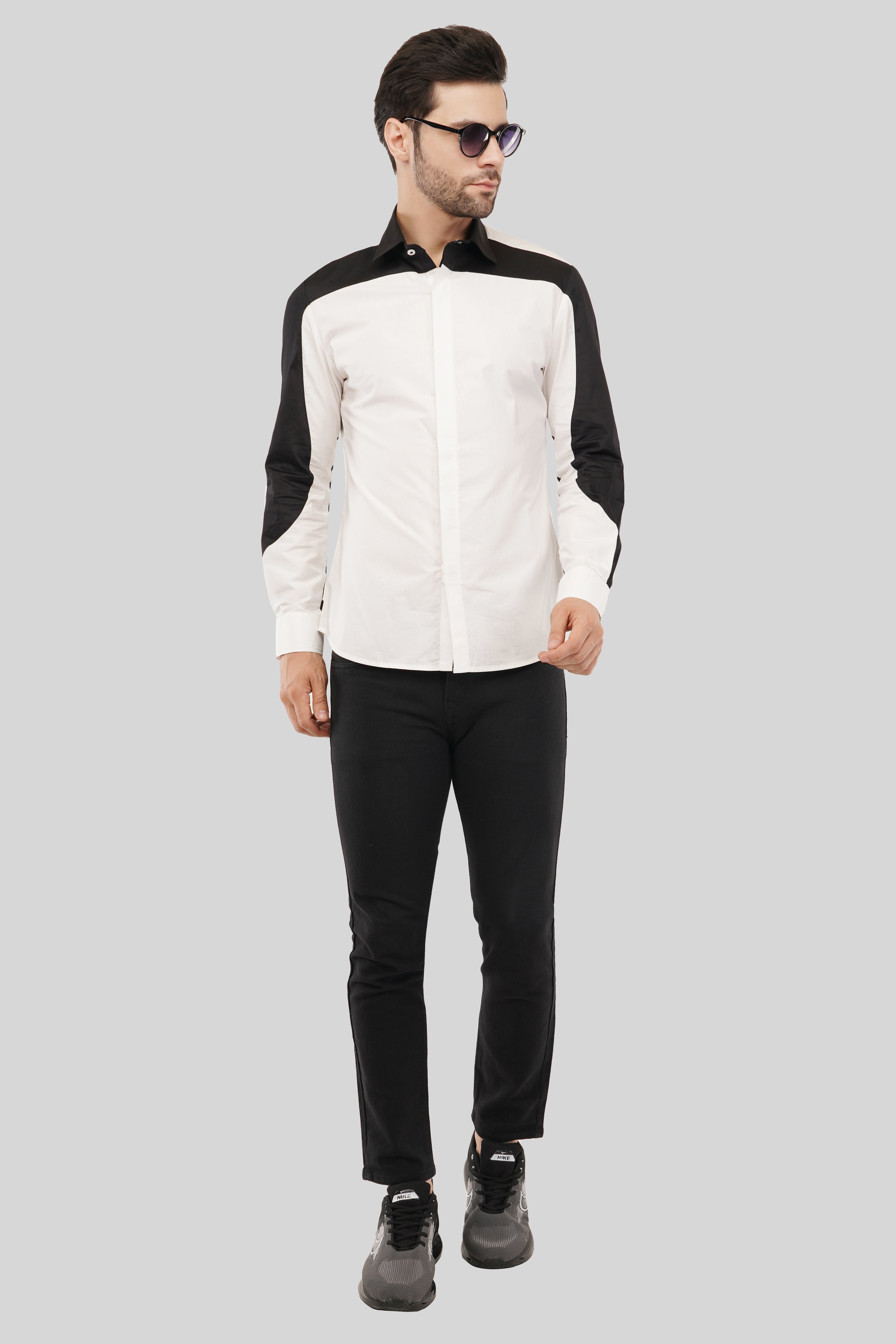Stylish Black & White Yoka Shirt for Effortless Fashion