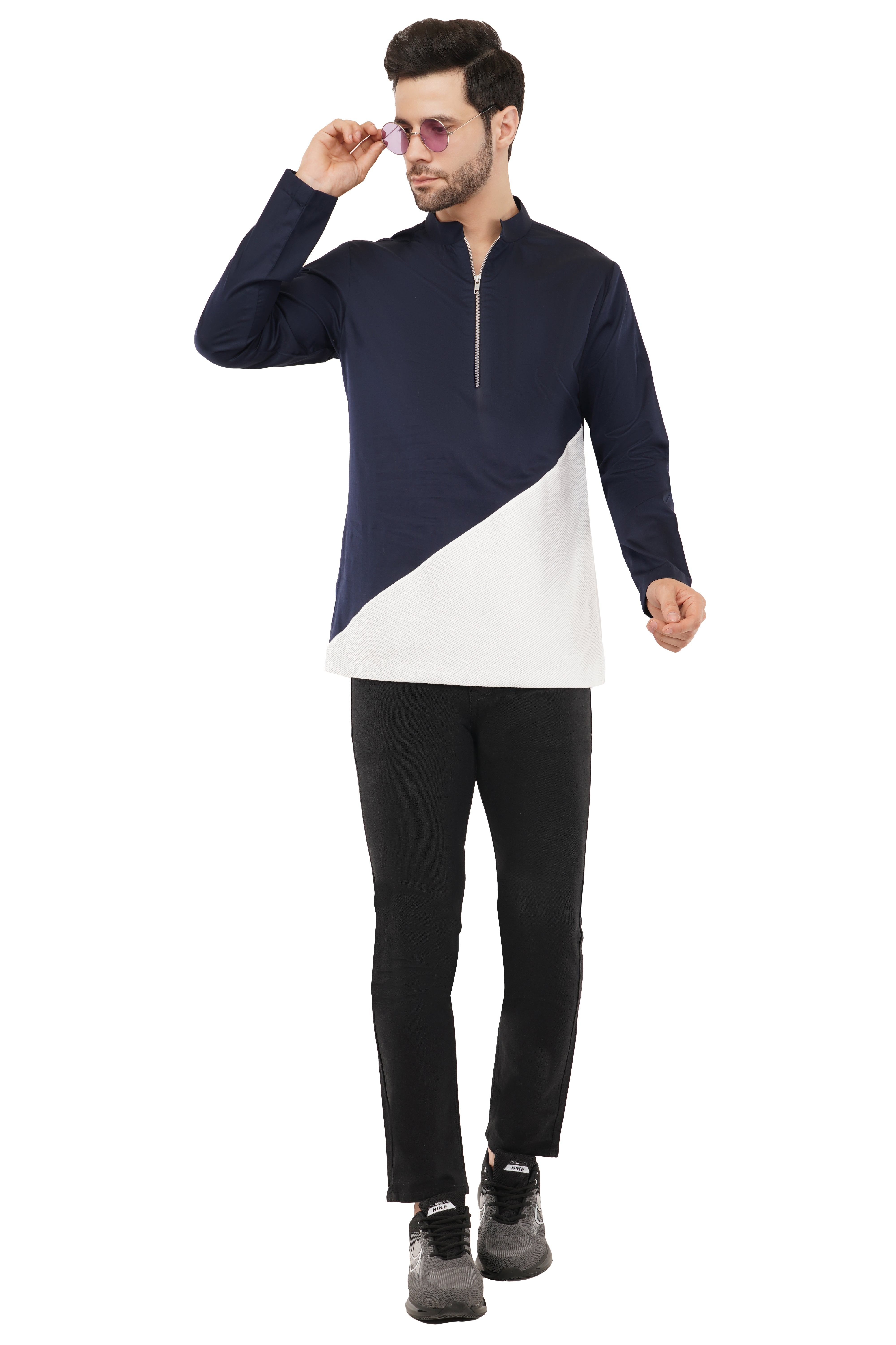 Stylish Blue & White Short Kurta for Modern Fashion