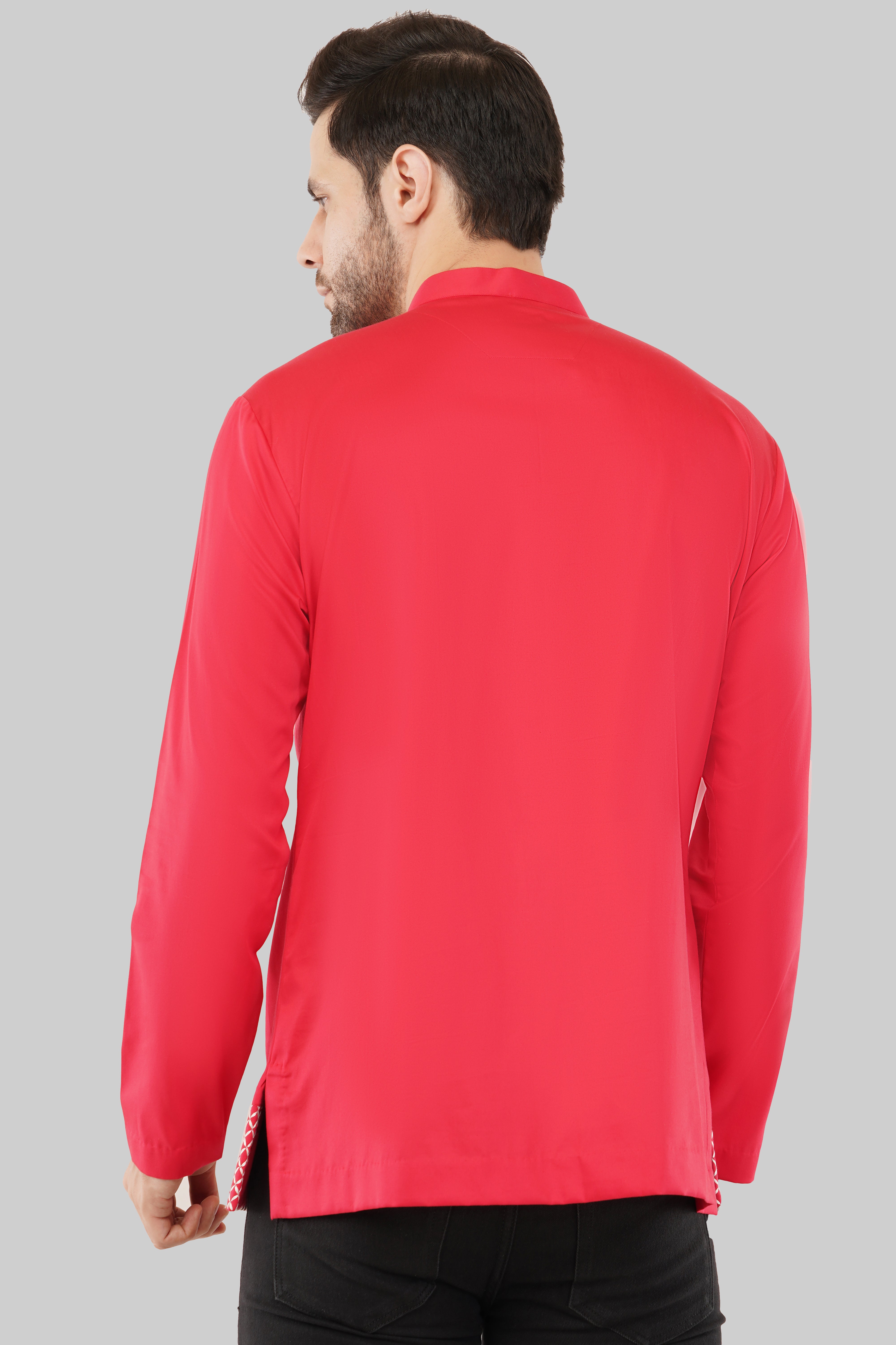 Elegant Red Short Kurta with Intricate Embroidery