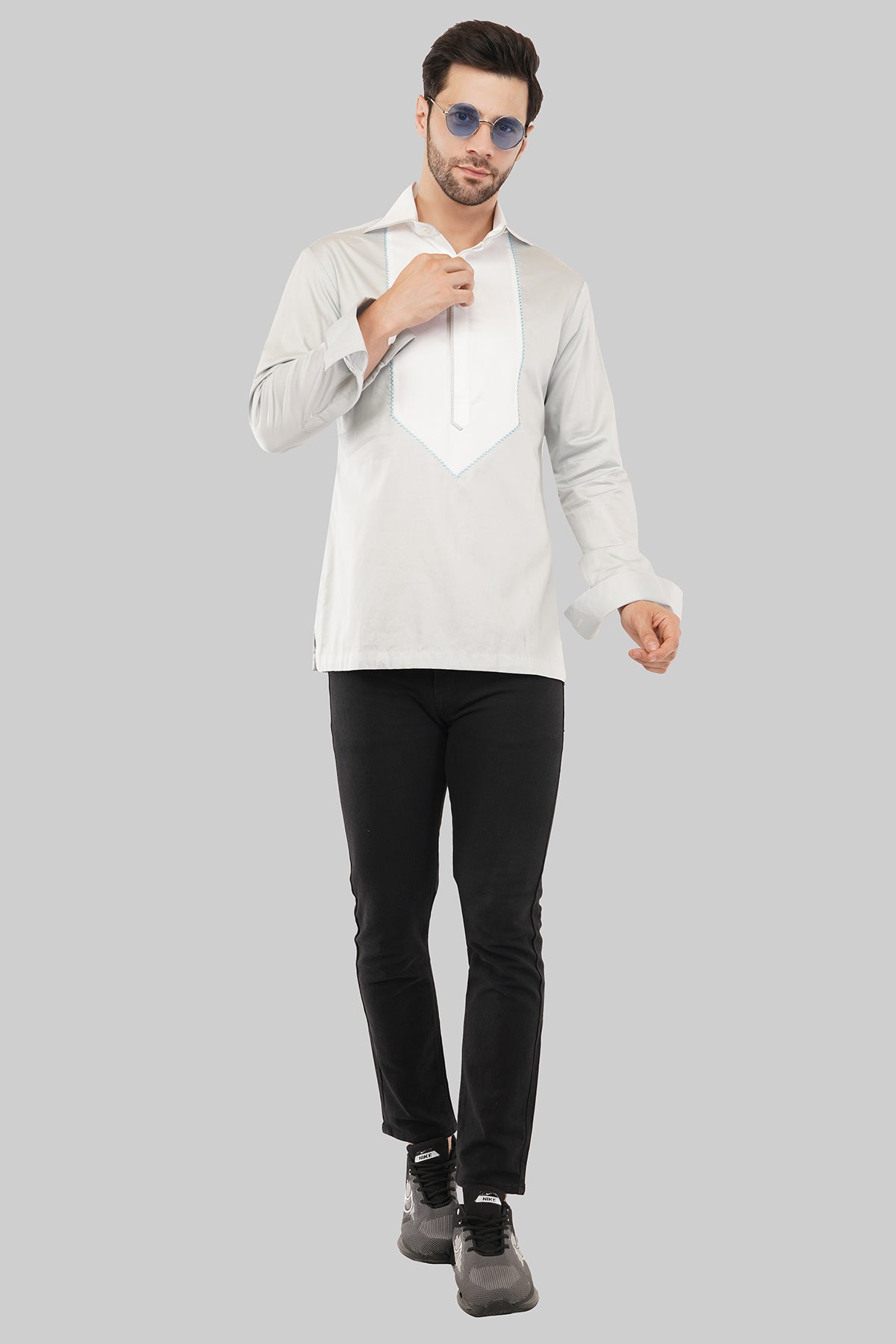Grey Short Kurta for Men
