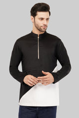 Elegant Black & White Short Kurta for Men - Perfect for Diwali
