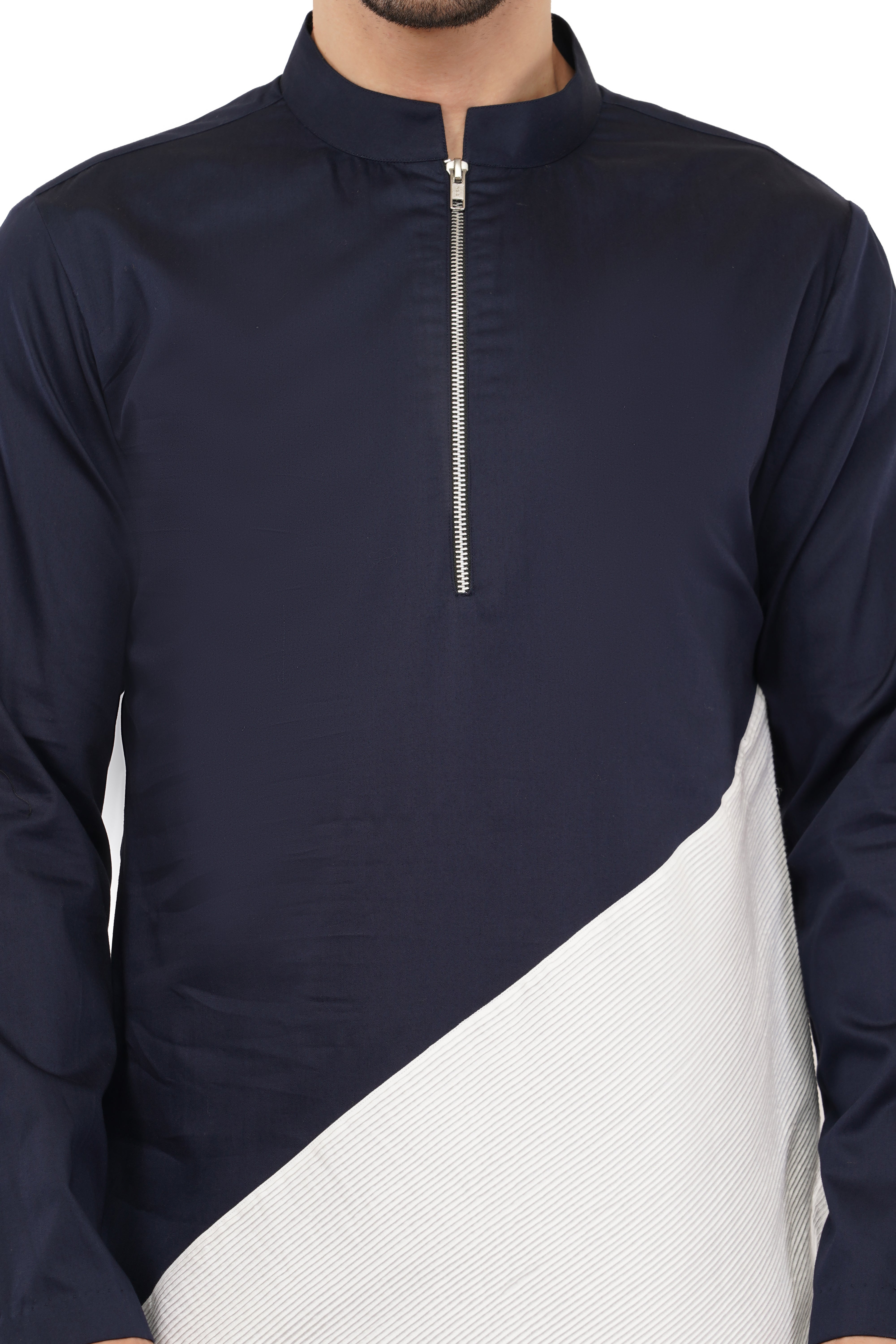 Elegant Blue & White Short Kurta – Modern Style for Men
