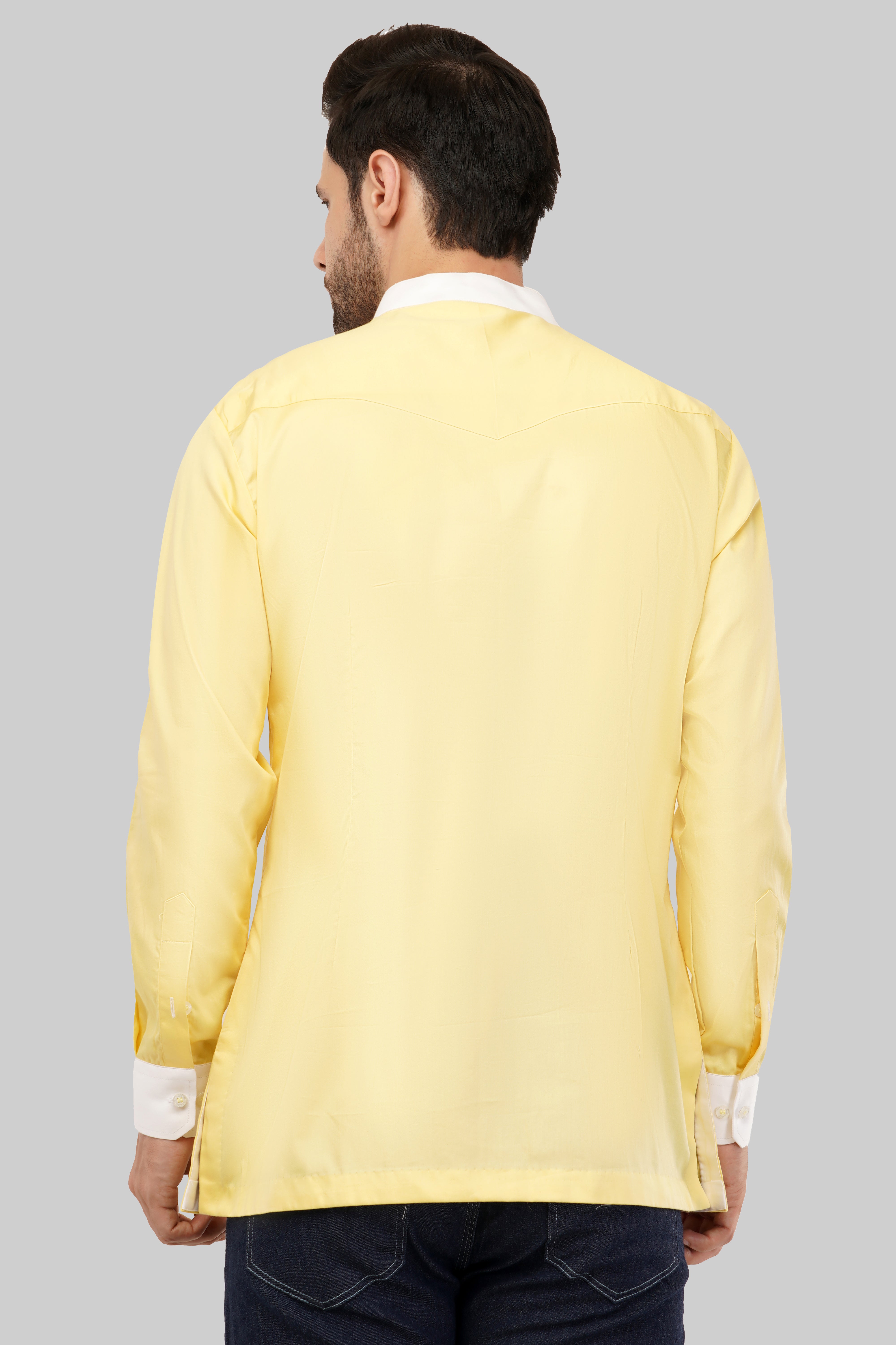 Elegant Summer Vibes: Men’s Yellow & White Kurta