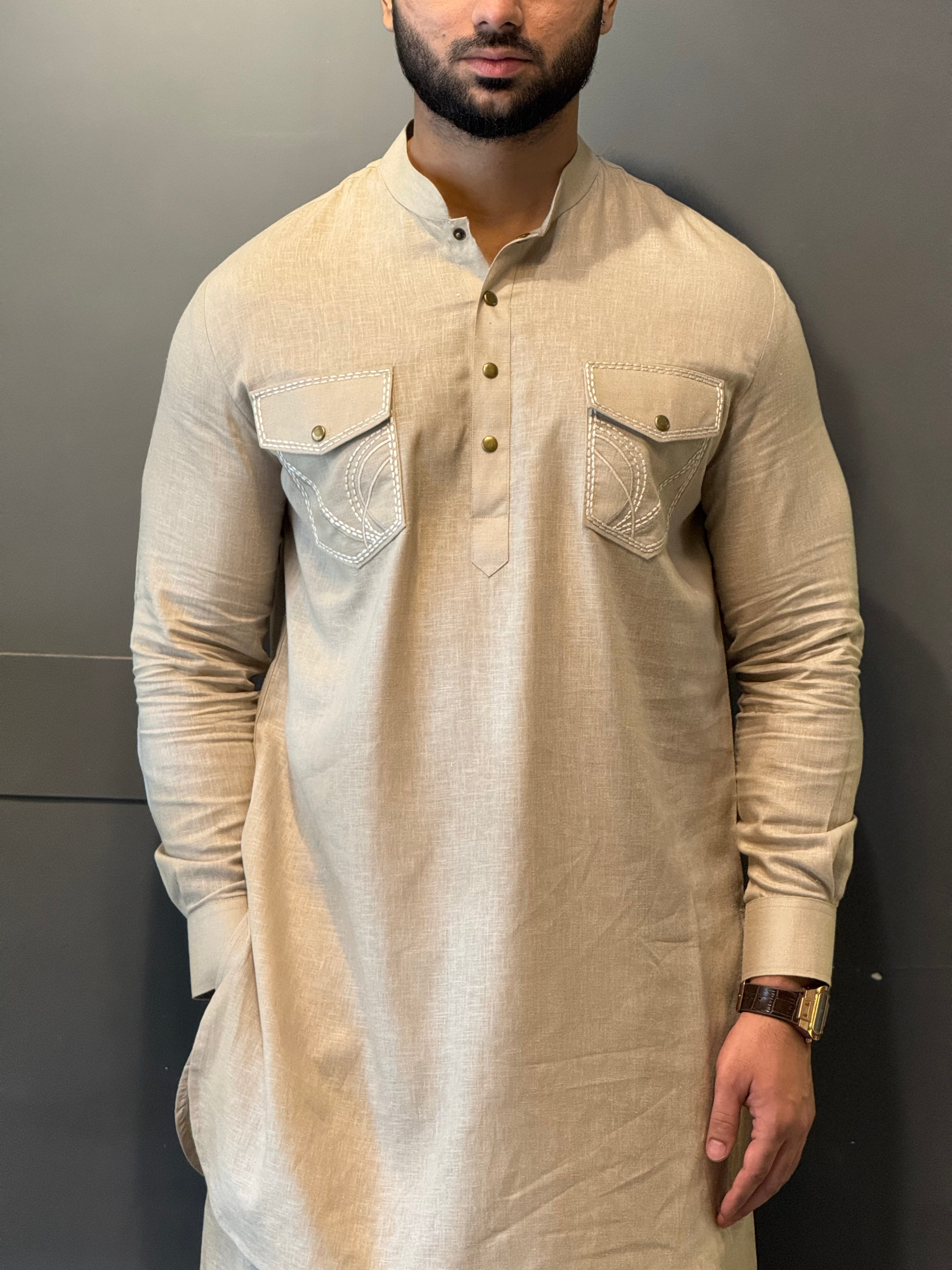 Desert Code Kurta With Farshi Pants