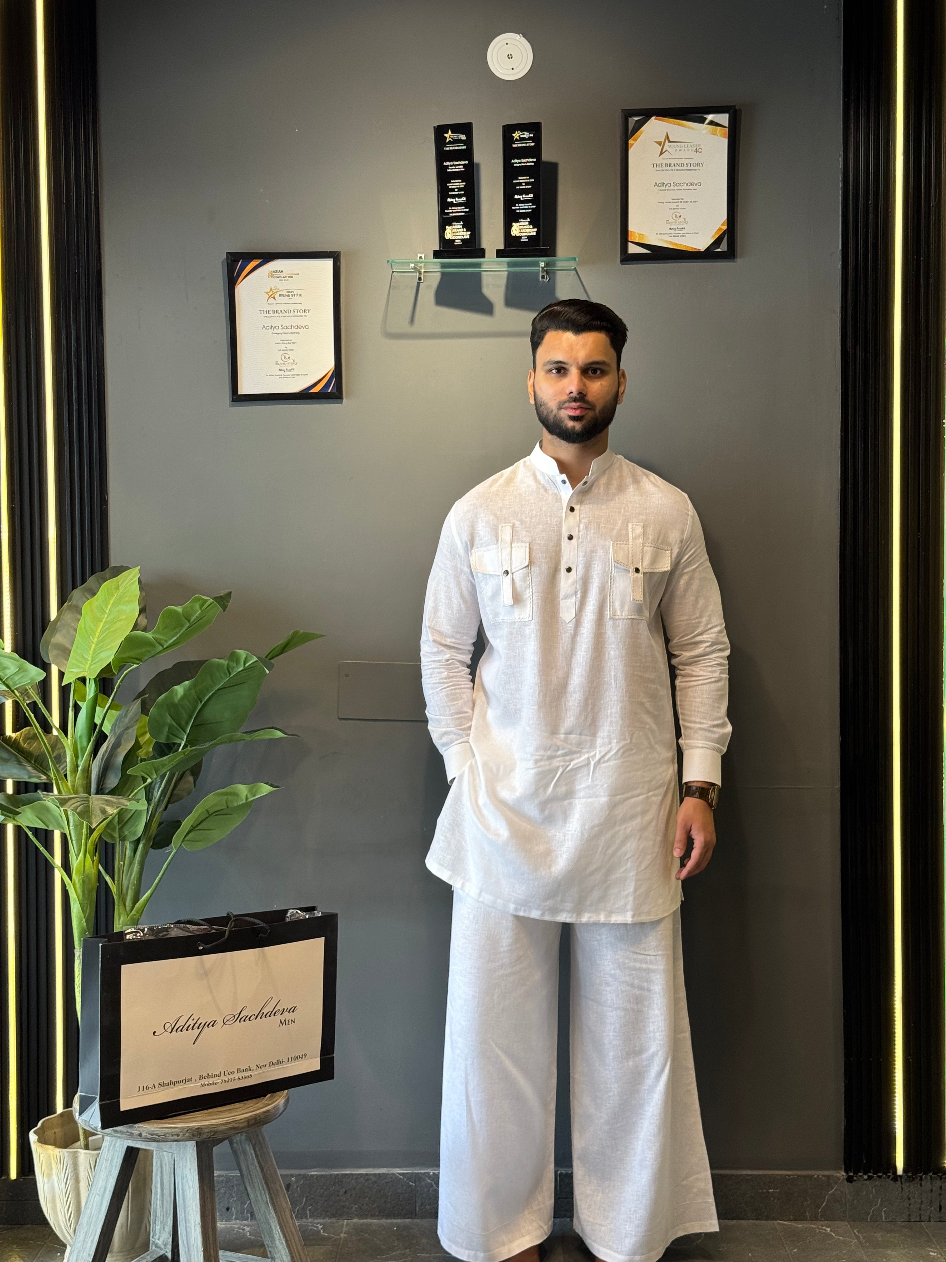 White Noise Kurta With farshi pants