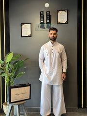 White Noise Kurta With farshi pants