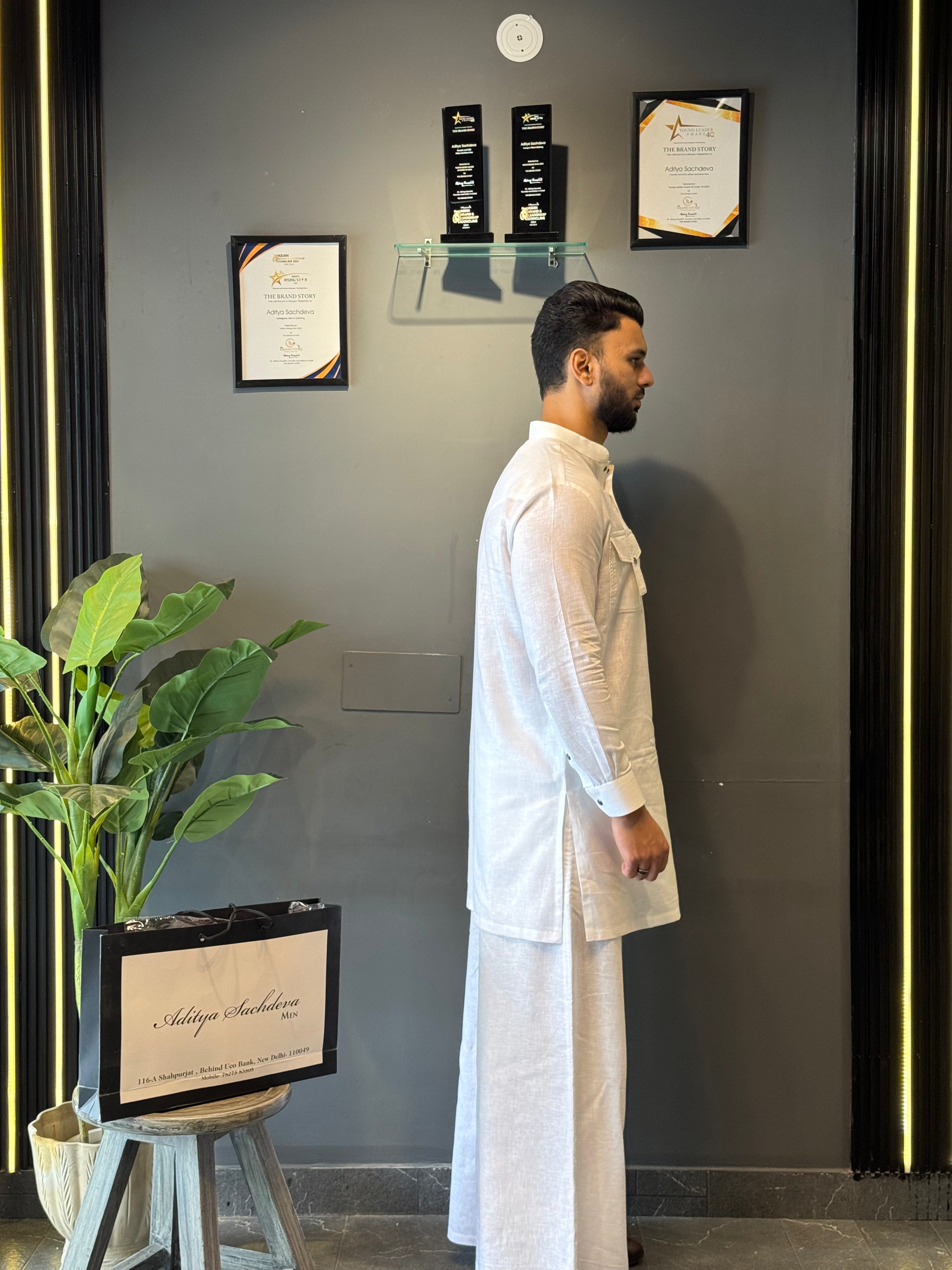 White Noise Kurta With farshi pants