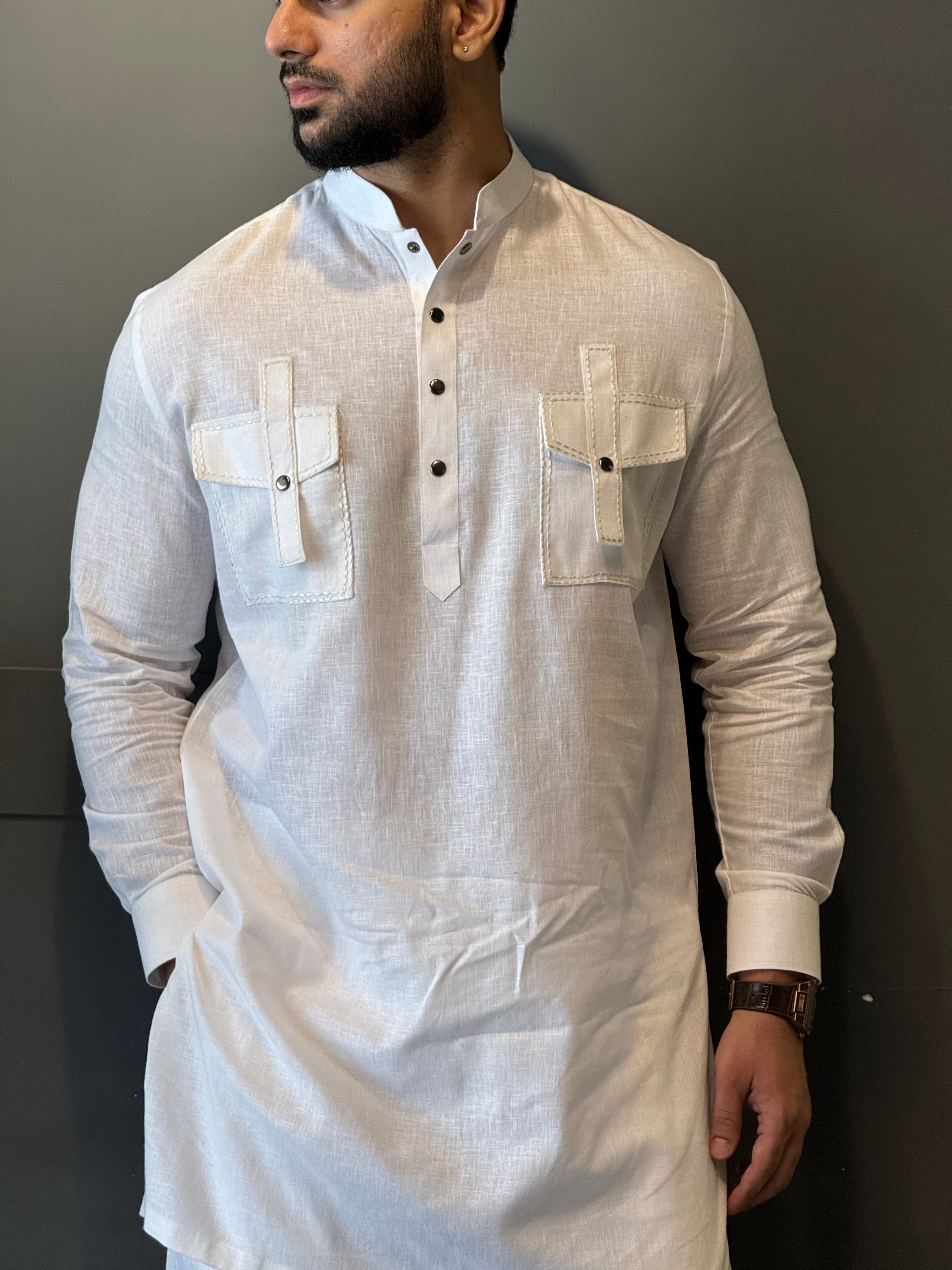 White Noise Kurta With farshi pants