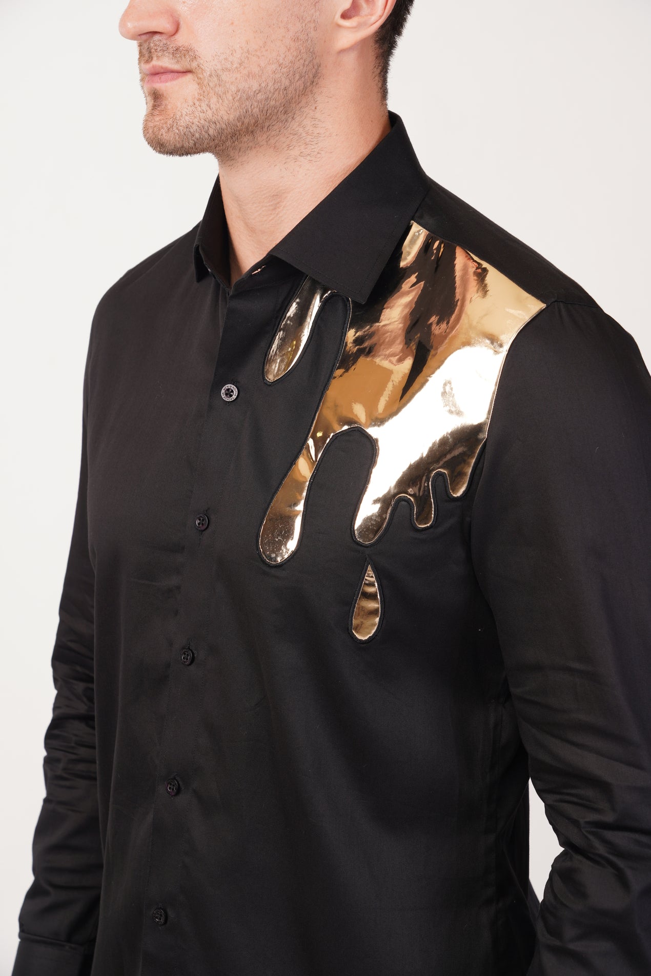 Liquid Gold Black Shirt | Stylish & Trendy Fashion Wear Aditya Sachdeva Men Liquid Gold Black Shirt | Stylish & Trendy Fashion Wear Aditya Sachdeva Men