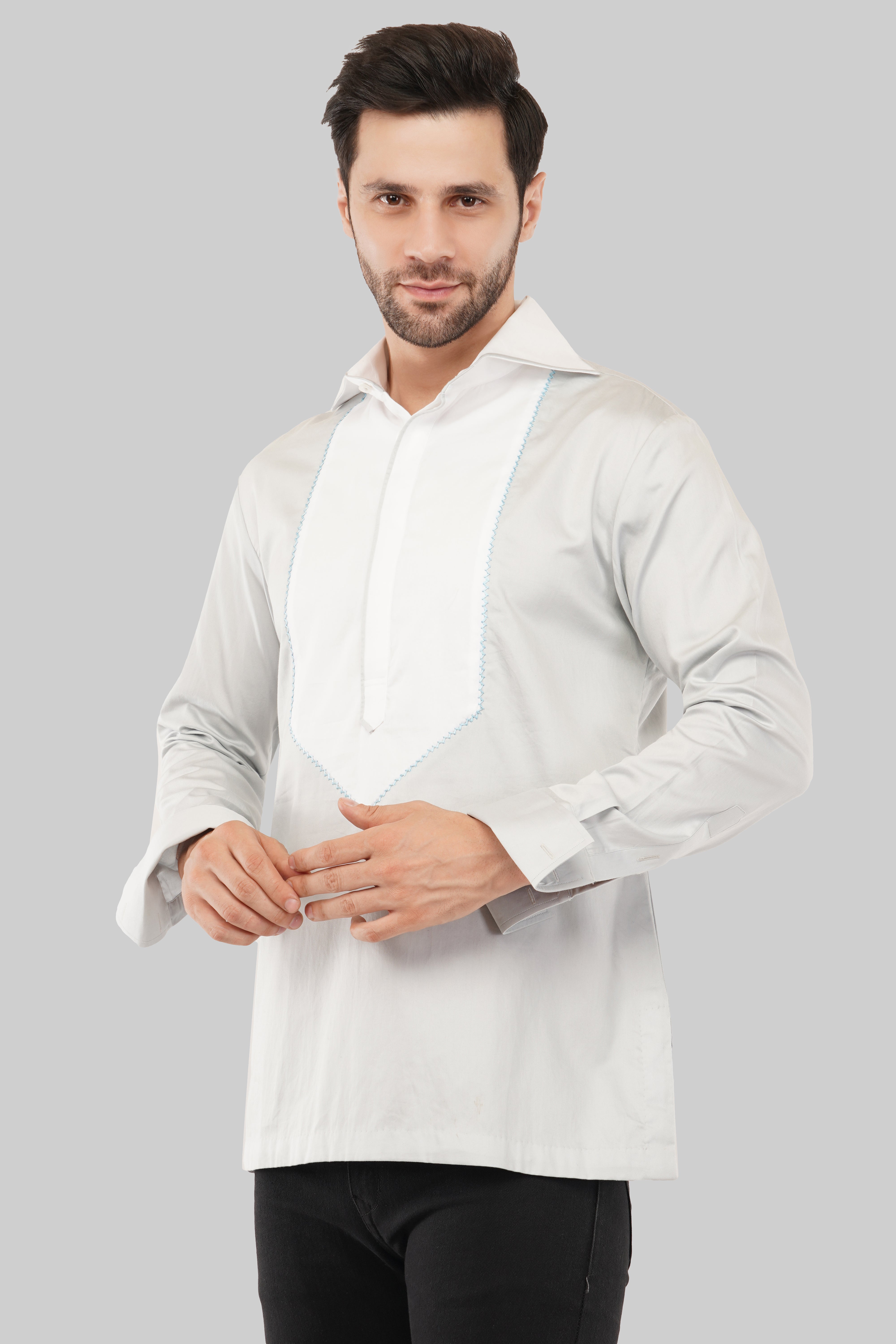Men’s Grey Short Kurta - The Ultimate Festive Attir