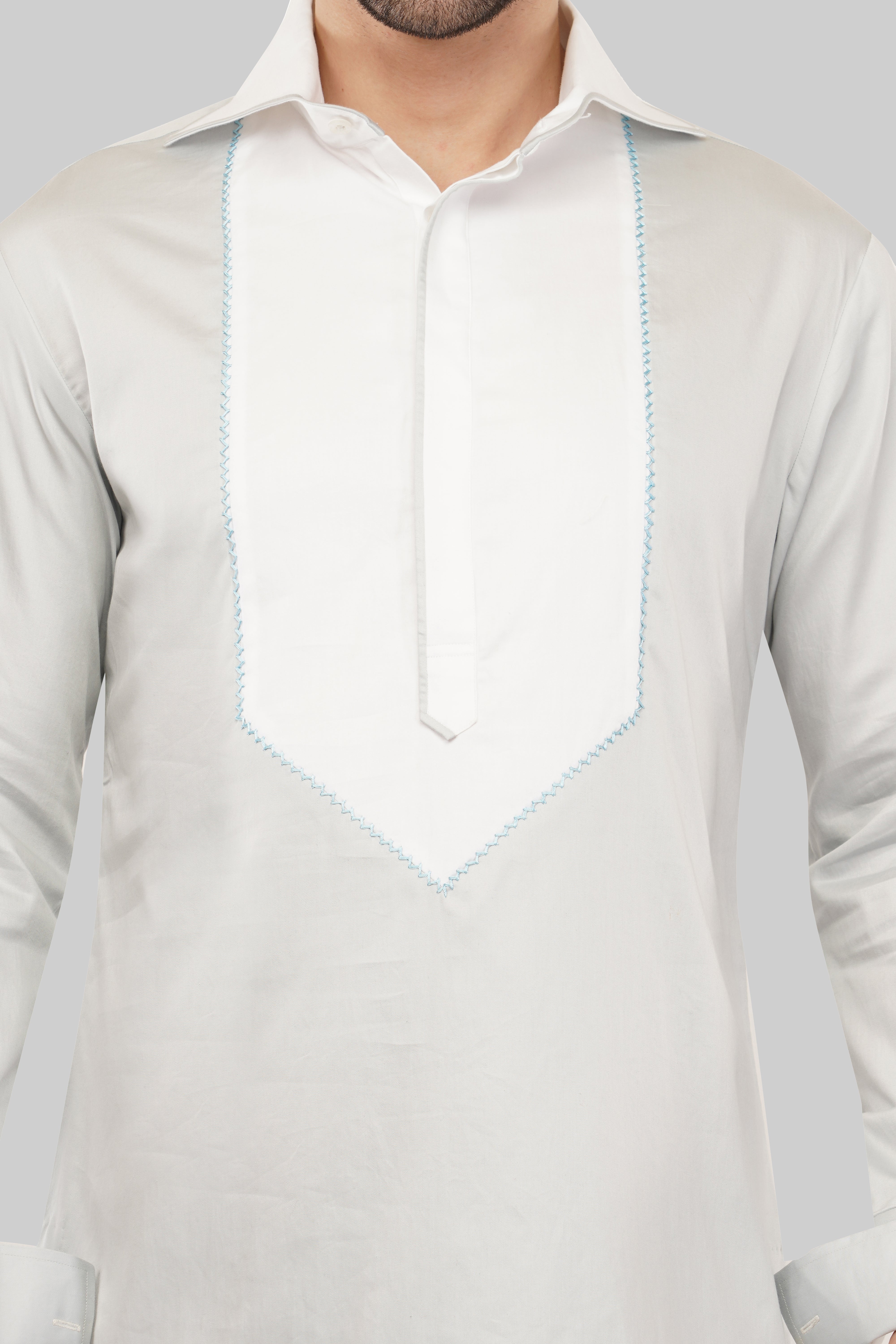 Minimalist Grey Short Kurta for Men - Ideal for Diwali