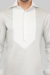 Minimalist Grey Short Kurta for Men - Ideal for Diwali